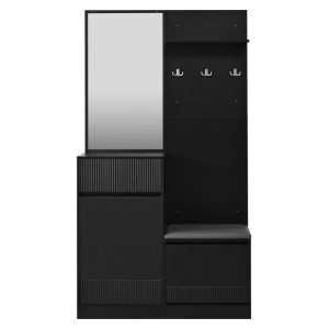 Merax Garderoben Set mit Spiegel Schuhschrank Schuhbank LED Flurmöbel