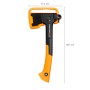 Fiskars X-series Universalaxt X14, 35,5 cm, mit orangefarbenem Griff und schwarzem Axtkopf.