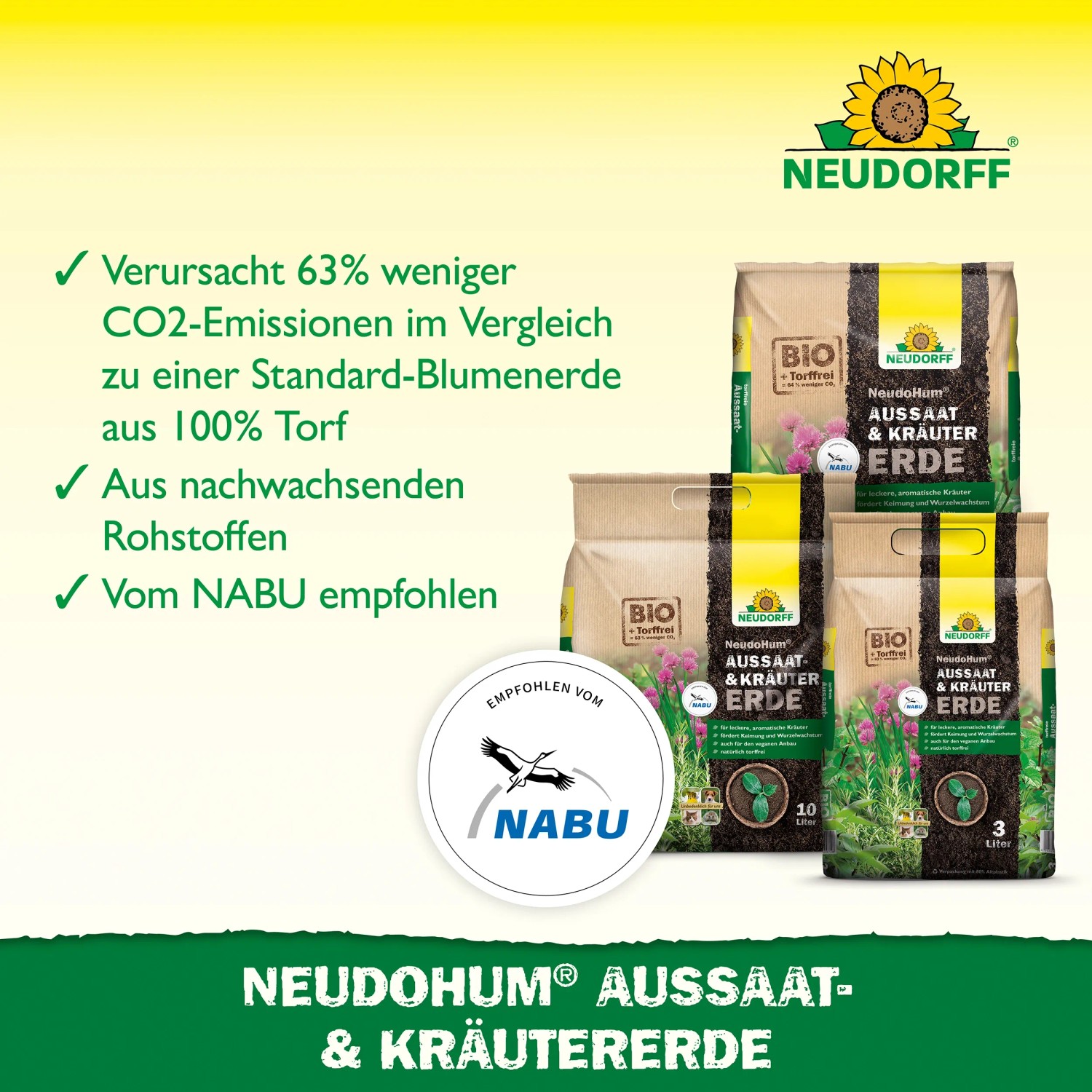 Neudorff Neudohum Aussaat- & Kräutererde, torffreie Bio-Erde für Kräuter und Aussaat in verschiedenen Packungsgrößen.
