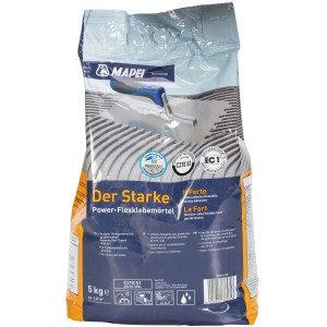 Mapei Flexmörtel C2TE S1, 5kg Sack, flexibler Fliesenkleber für Innen- und Außenbereich.