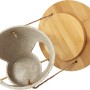 Dobar Futterspender Eco aus Pflanzenfasern mit Bambusdeckel und Hanfseil zum Aufhängen.