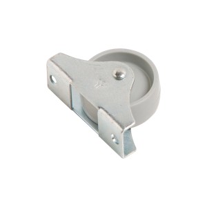 Möbel-Bockrolle Standard, Ø 45mm, 50kg Traglast, verzinktes Stahlblech, Kunststoffrad grau.