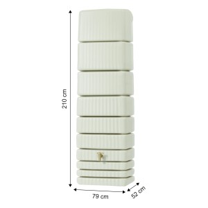 4rain Slim Regenwassertank, 650 l, sandbeige, mit Zubehör. Schmale Regentonne für die Gartenbewässerung.