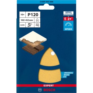 Bosch Schleifblatt Expert C470 K120 für Multischleifer, 10 Stück. Schleifmittel für schnelles Schleifen.