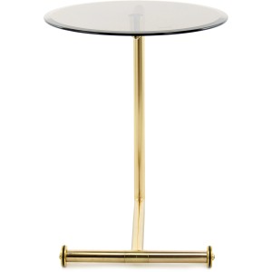 Kayoom Beistelltisch Servant, goldfarben mit Glasplatte, Ø 46 cm. Eleganter Sofatisch.