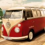 Fertigbild Deco Panel mit VW Bulli Motiv, 40x50 cm. Wandbild mit Kult-Auto für Wohnraum.