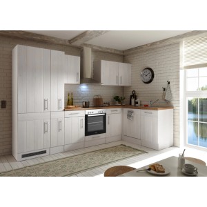 Respekta Winkelküche Anton 310 cm Landhaus Lärche Weiß Nachbildung