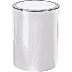 Schneeweißer Kleine Wolke Kosmetikeimer Clap, 5 l, mit Schwingdeckel und Chromrand.
