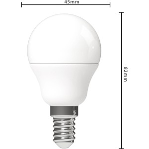 LED-Leuchtmittel E14 Globe G45, 4,9W, warmweiß, Ø 4,5 cm. Kompakte Glühbirne für Lampen.