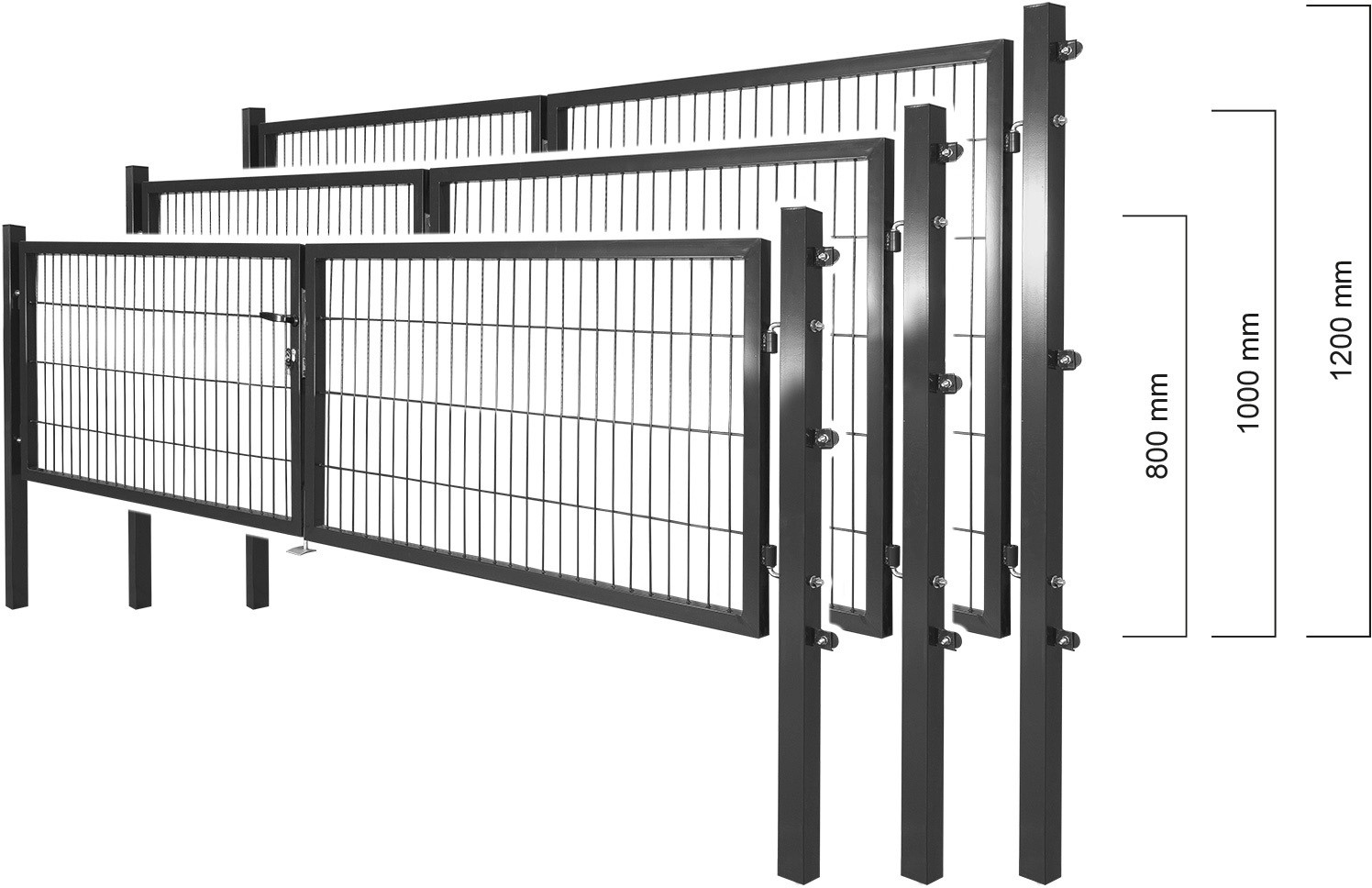 Solid Doppeltor Stahl Anthrazit mit Füllung für Doppelstabmatte 120 cm