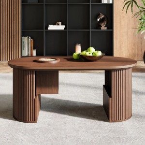 okwish Couchtisch im Retro-Stil/Nussbaum Wohnzimmertisch 105 x 50 cm Braun