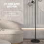 Schwarze HOMCOM Stehlampe mit 3 E27 Fassungen, stabilem Metallrahmen und rundem Fuß in modernem Wohnzimmer. Innenleuchte.