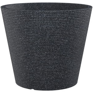 Scheurich Coneo Pflanzgefäß, Ø 47 cm, Schwarz Granit, gerillte Optik.