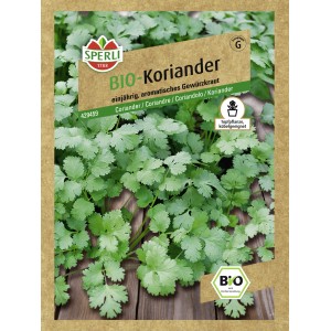 Samenpackung Sperli Bio Koriander: Einjähriges, aromatisches Küchenkraut für Beet und Topf.