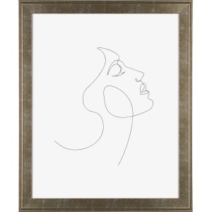 MDF-Bilderrahmen Venezia Gold-Silber, 60x80 cm, mit abstrakter Linienzeichnung einer Frau.