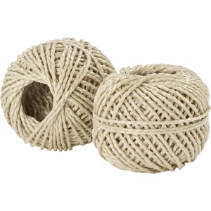 Zwei Knäuel beige PP-Schnur, 30 m, vielseitig einsetzbar.
