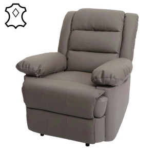 Taupefarbener Relaxsessel MCW G15 mit Liegefunktion und gepolsterten Armlehnen.