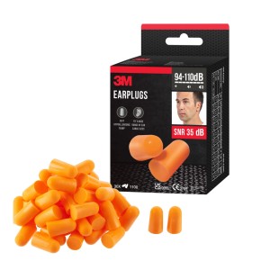 3M Gehörschutzstöpsel 1100, orange, mit Verpackung. Gehörschutz für Heimwerker und Handwerker.