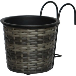 Balkontopf Polyrattan Anthrazit-Grau 19 cm x 19 cm x 22 cm