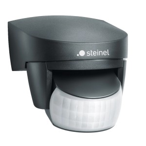 Schwarzer Steinel Bewegungsmelder IS 140-2 mit 140° Erfassungswinkel.