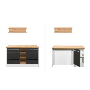 Respekta Kücheninsel Gabriel, 150 cm, grau hochglanz, mit Arbeitsplatte und Stauraum.