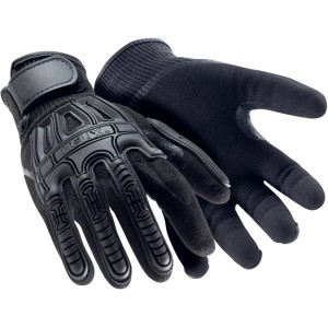 Schwarze HexArmor Helix 3003 Arbeitshandschuhe Gr. 8 mit Protektoren für optimalen Schutz.