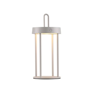 LED-Akku-Tischleuchte Anselm in Greige, 28,4 cm hoch, dimmbar, für Innen & Außen.