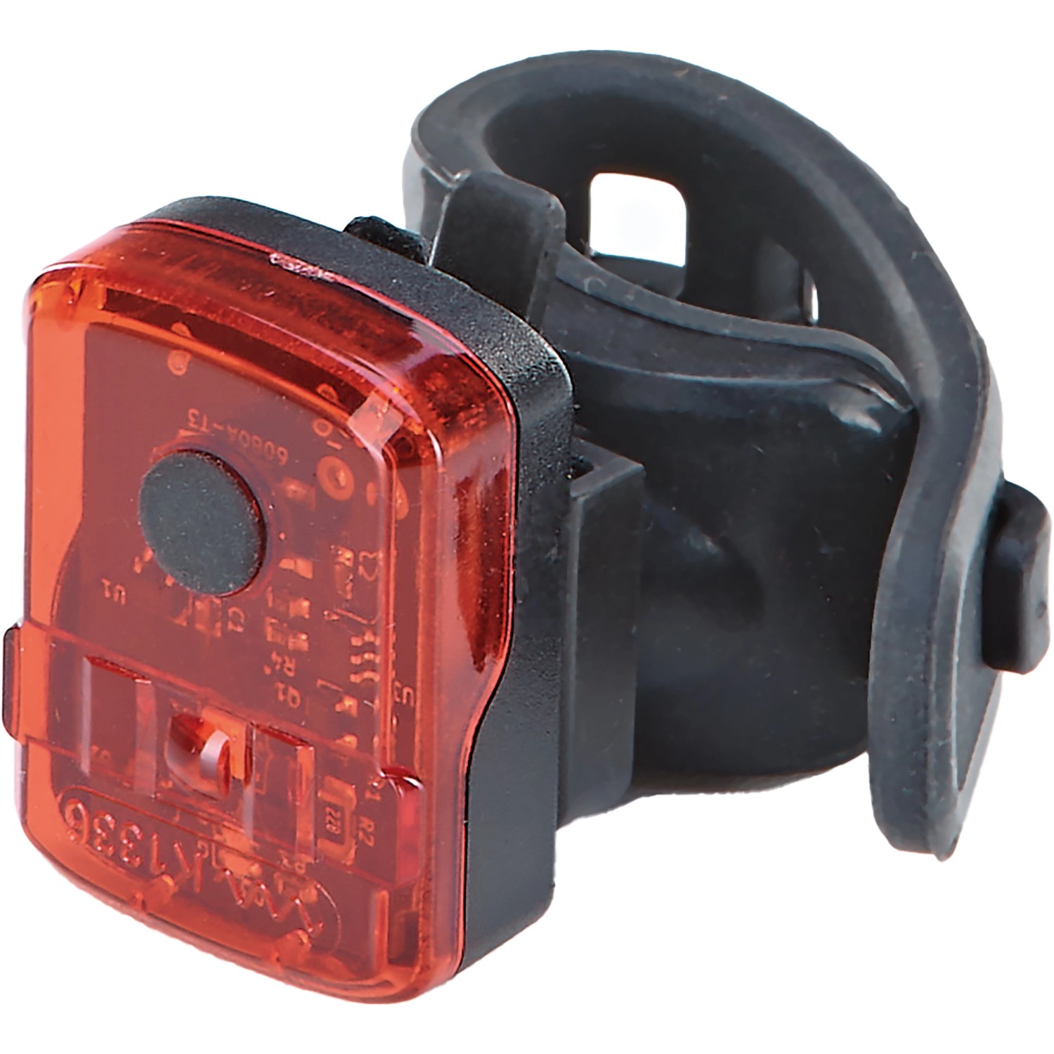 Prophete LED Akku-Rücklicht für Fahrrad-Beleuchtungsset, rot, mit schwarzer Halterung.