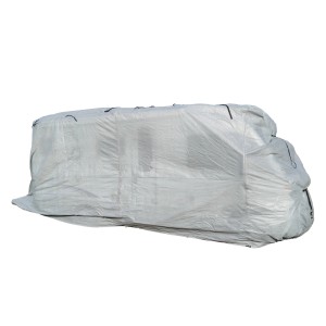 Graue Wohnmobil-Abdeckplane Größe S von Garden Pleasure schützt vor Witterung und Schmutz.