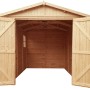 TIMBELA Holzgarage M105, 6 m², mit Fenster, offene Doppeltür, naturbelassenes Holz.