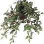 Hängende Kunstpflanze Tradescantia (Dreimasterblume) im Topf, grüne Blätter mit weiß-rosa Streifen, ca. 45 cm hoch.