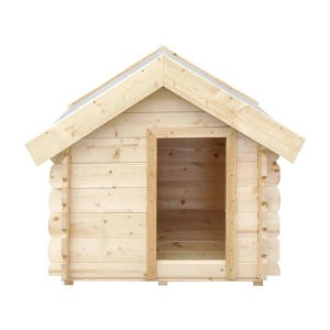 Timbela Hundehütte M401-1 aus Holz, beige-braun, für kleine Hunde.