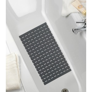Graue Wenko Wanneneinlage Arinos (63x40 cm) in Badewanne, mit Anti-Rutsch-Struktur und Saugnäpfen.