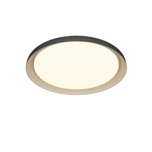 Schwarze Philips Pebblo LED-Deckenleuchte mit goldenem Akzent und dimmbarem warmweißem Licht.