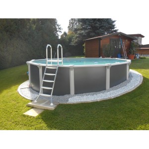 Chemoform Stahlwandpool Set Supreme All In Design Ø 575 cm x 132 cm Folie Grau