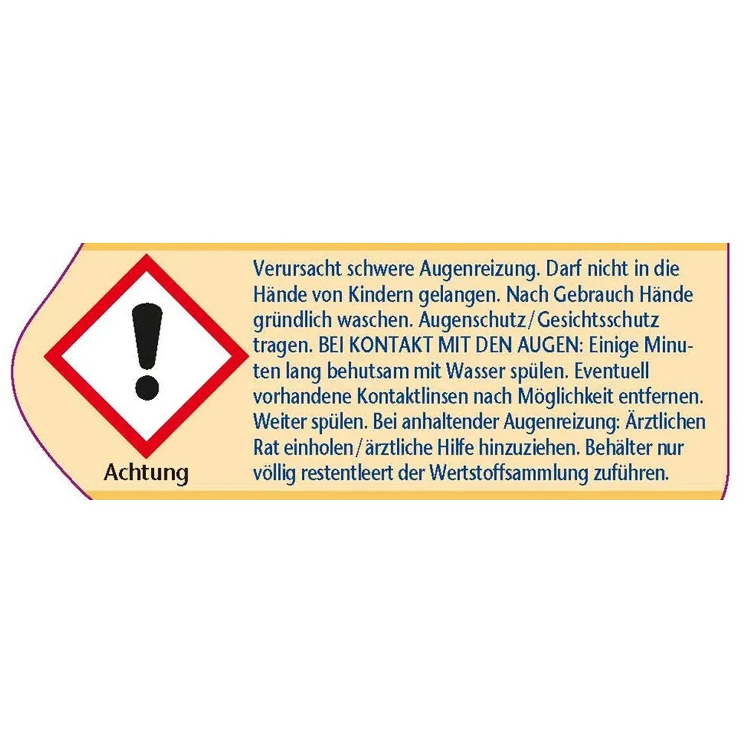 Warnhinweis: Reizend. Augenschutz tragen, Kontakt mit Augen vermeiden. Hinweise beachten!
