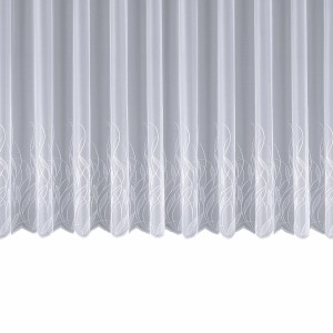 Weißer Sehlbach Fertigstore Waterplant 300x125cm mit Blätterranken-Muster für Gardinenstange.