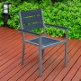 Moderner Home Deluxe Gartenstuhl Madera, hellgraues Aluminium, 10er-Set. Stapelbarer Gartenstuhl für Terrasse und Balkon.