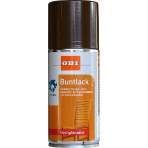 OBI Buntlack Spray RAL 8011 Nussbraun, hochglänzend, 150ml Dose.