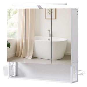 Songmics Spiegelschrank Dacey mit LED 14,5 x 70 x 70 cm Weiß