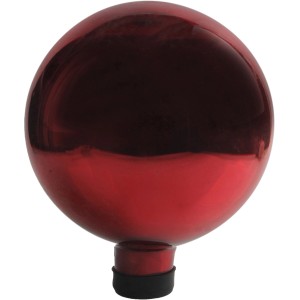 Rote Rosenkugel, Ø 18 cm, aus Glas für die Gartendekoration.