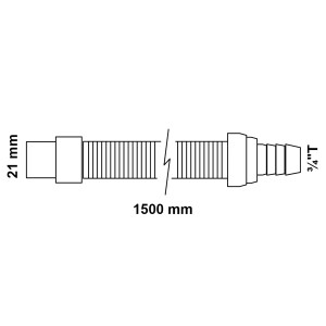 Kirchhoff Ablaufschlauch-Verlängerung, 1,5 m, 21 mm x 26,4 mm (3/4) T, für Waschmaschine und Spülmaschine.