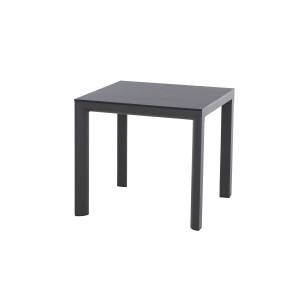 Rechteckiger, grauer Siena Garden Gartentisch Silva aus Ferrostone, 80x80 cm, mit Aluminiumgestell.