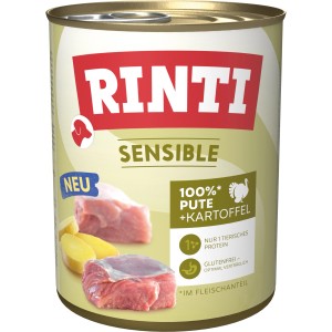 Rinti Sensible Hunde-Nassfutter Pute & Kartoffel, getreidefrei für sensible Hunde.