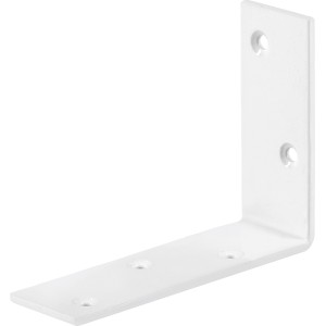 Weißer, pulverbeschichteter Konstruktionswinkel, 100x75x30 mm, für leichte Holzkonstruktionen.