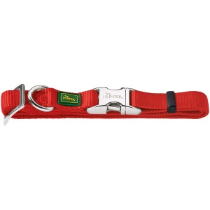 Rotes Hunter Hundehalsband Vario Basic Alu-Strong Gr. M mit Alu-Verschluss.