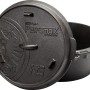 Schwarzer Petromax Dutch Oven FT9-T mit Deckel, 7,5 l, ideal zum Kochen und Backen im Freien.