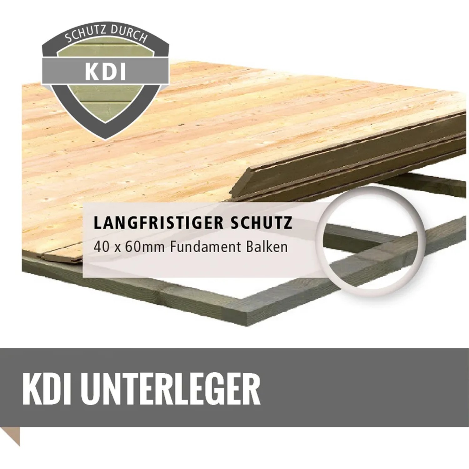 Karibu Gartenhaus Fußboden aus Massivholz mit Unterkonstruktion für 310x310 cm Gartenhäuser.