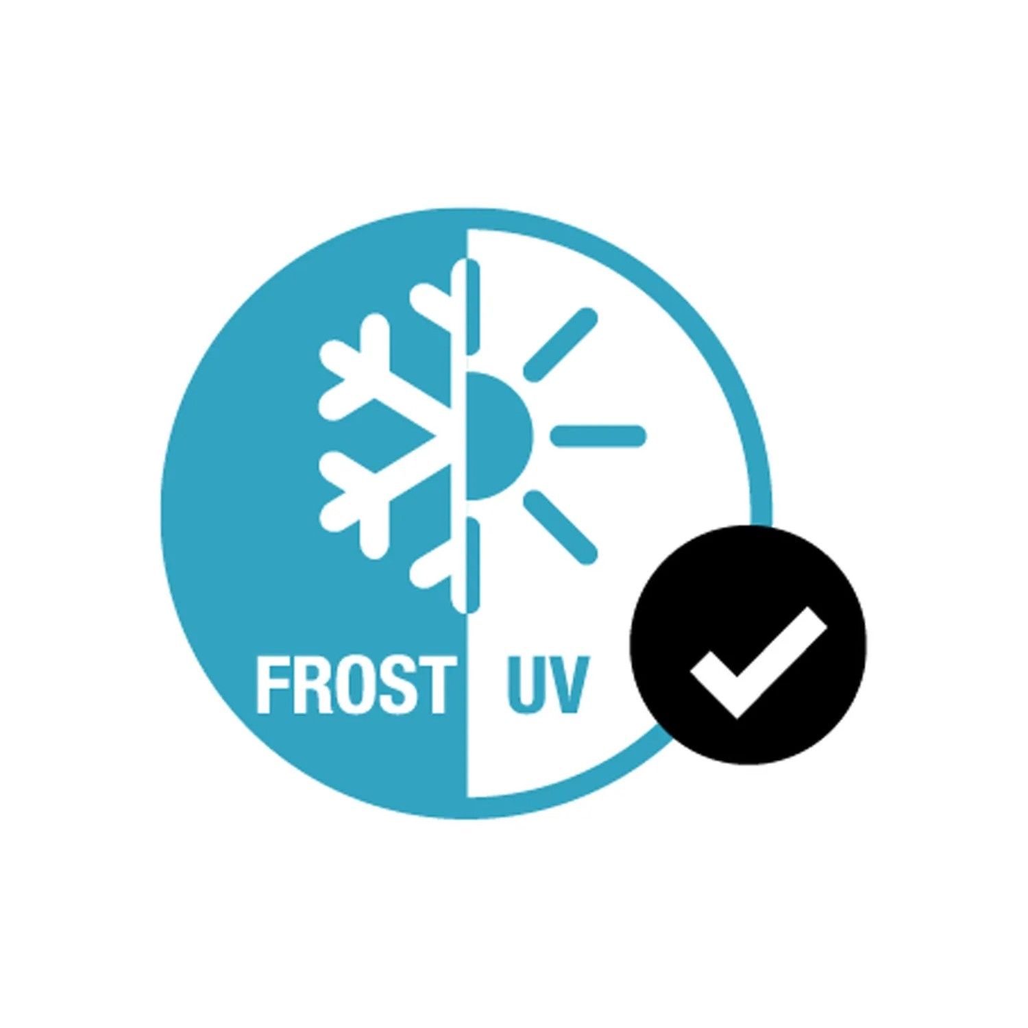 Symbol für Frost- und UV-Beständigkeit mit Haken für Gardena Schlauchwagen.