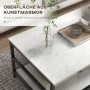 HOMCOM Beistelltisch mit weißer Marmoroptik-Platte, schwarzem Stahlgestell und Ablage. Modernes Wohnzimmer-Design.